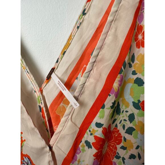 Free People L Tied To You Fiesta Combo Floral Tie Strap Tank Top Oversized C1 - Picture 4 of 9